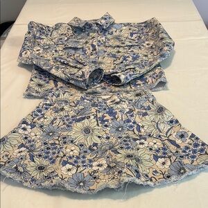 Forever21 floral denim jacket and skirt kids 9/10